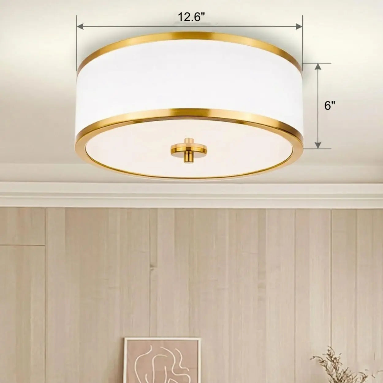 Fabric drum flush mount side profile - 12.6 inch diameter - Casa Norex