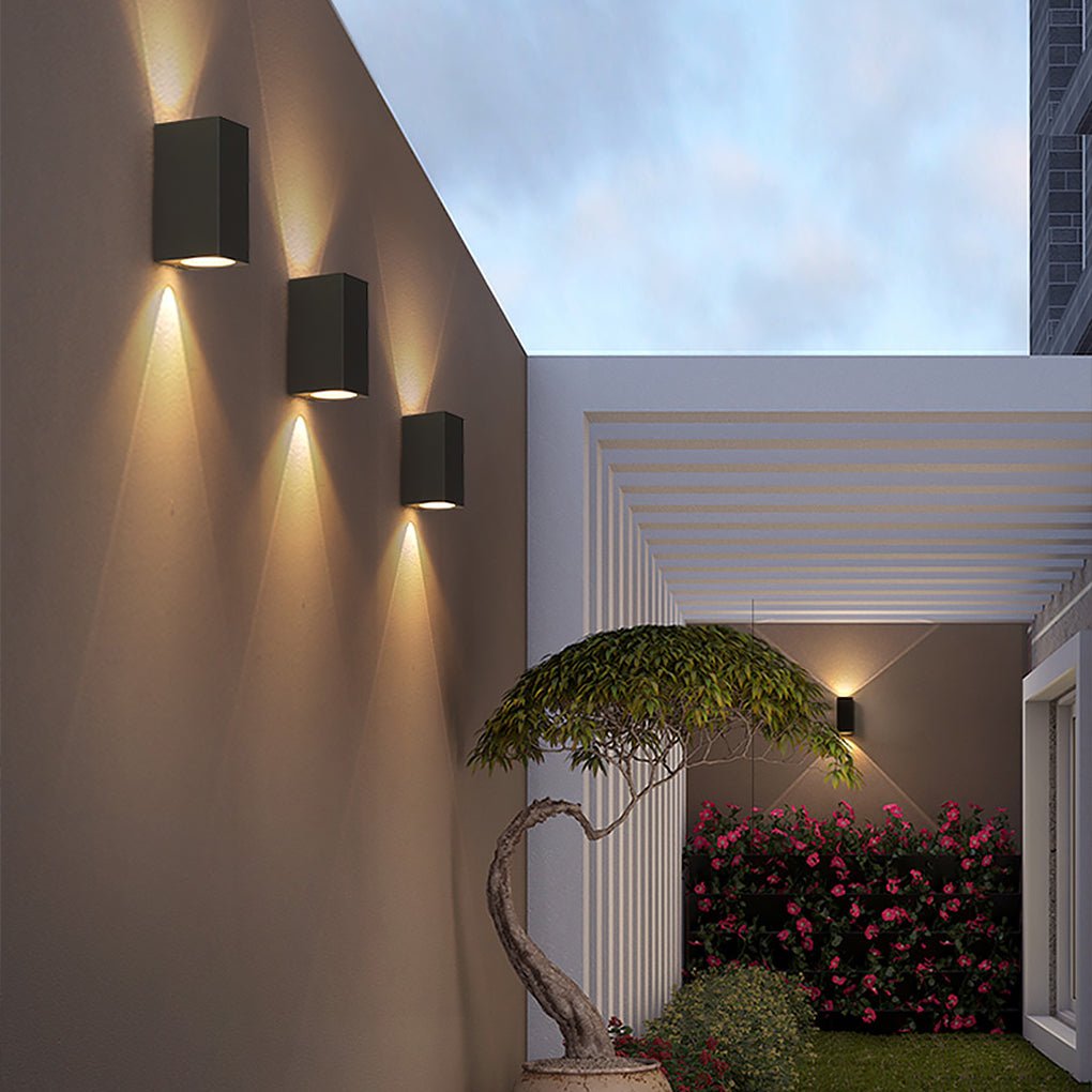 Rectangular up down outdoor wall light on balcony wall — view 3 | Casa Norex