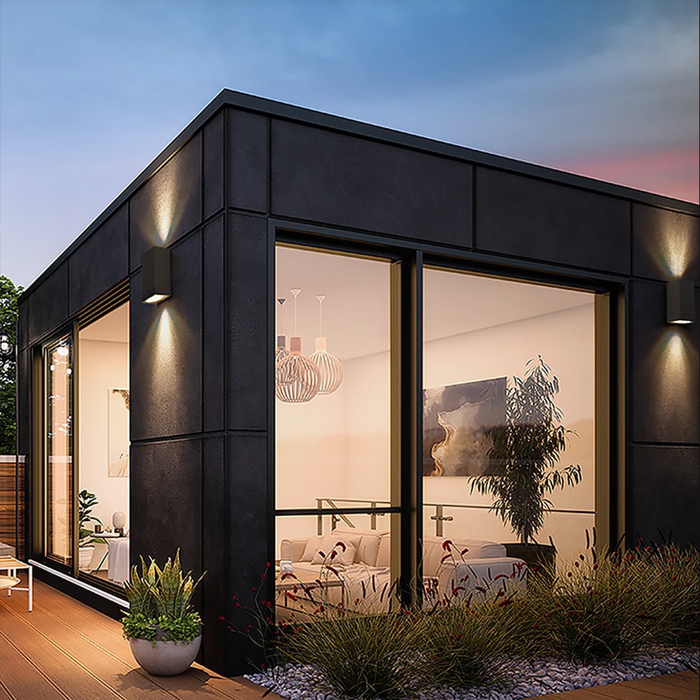 Rectangular up down outdoor wall light for villa courtyard — view 2 | Casa Norex