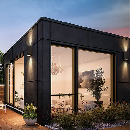 Rectangular up down outdoor wall light for villa courtyard — view 2 | Casa Norex