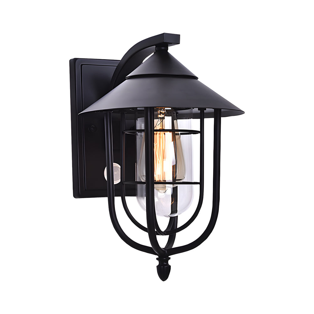 Lantern outdoor wall light in classic black finish — iron and glass | Casa Norex