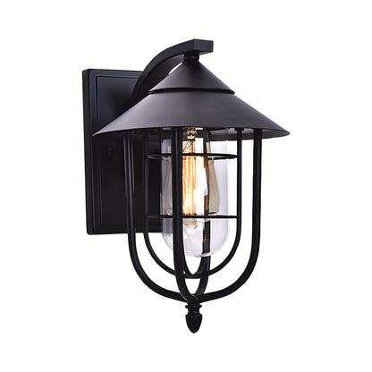 Lantern outdoor wall light — iron cage and clear glass in a single product view | Casa Norex