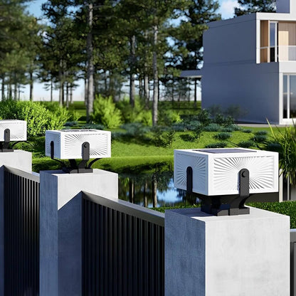 Plinth square outdoor pillar light in a row along a modern outdoor space