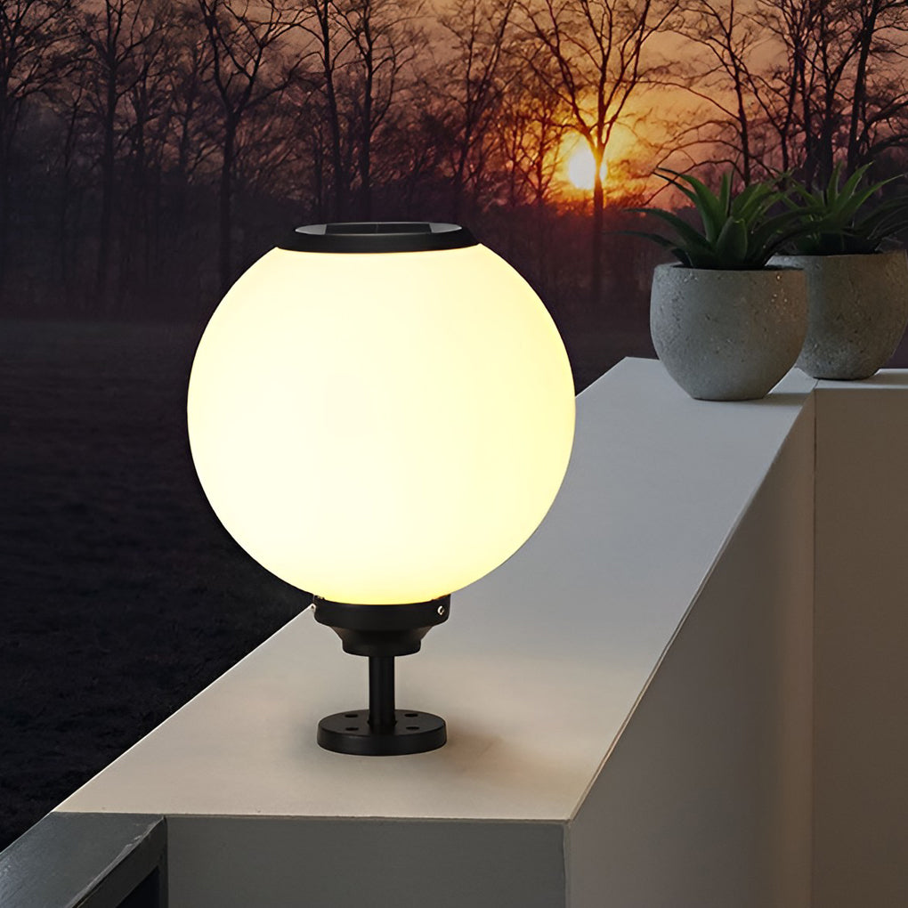 Orbit round solar outdoor pillar light soft sunset glow