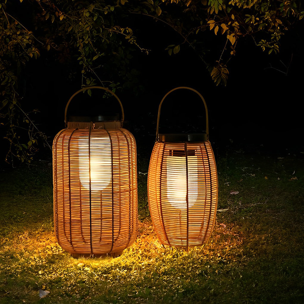 Raffia Woven Rattan Solar Lantern, product view 5