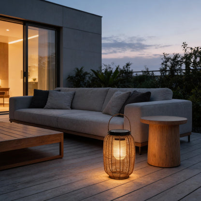 Raffia Woven Rattan Solar Lantern, product view 7