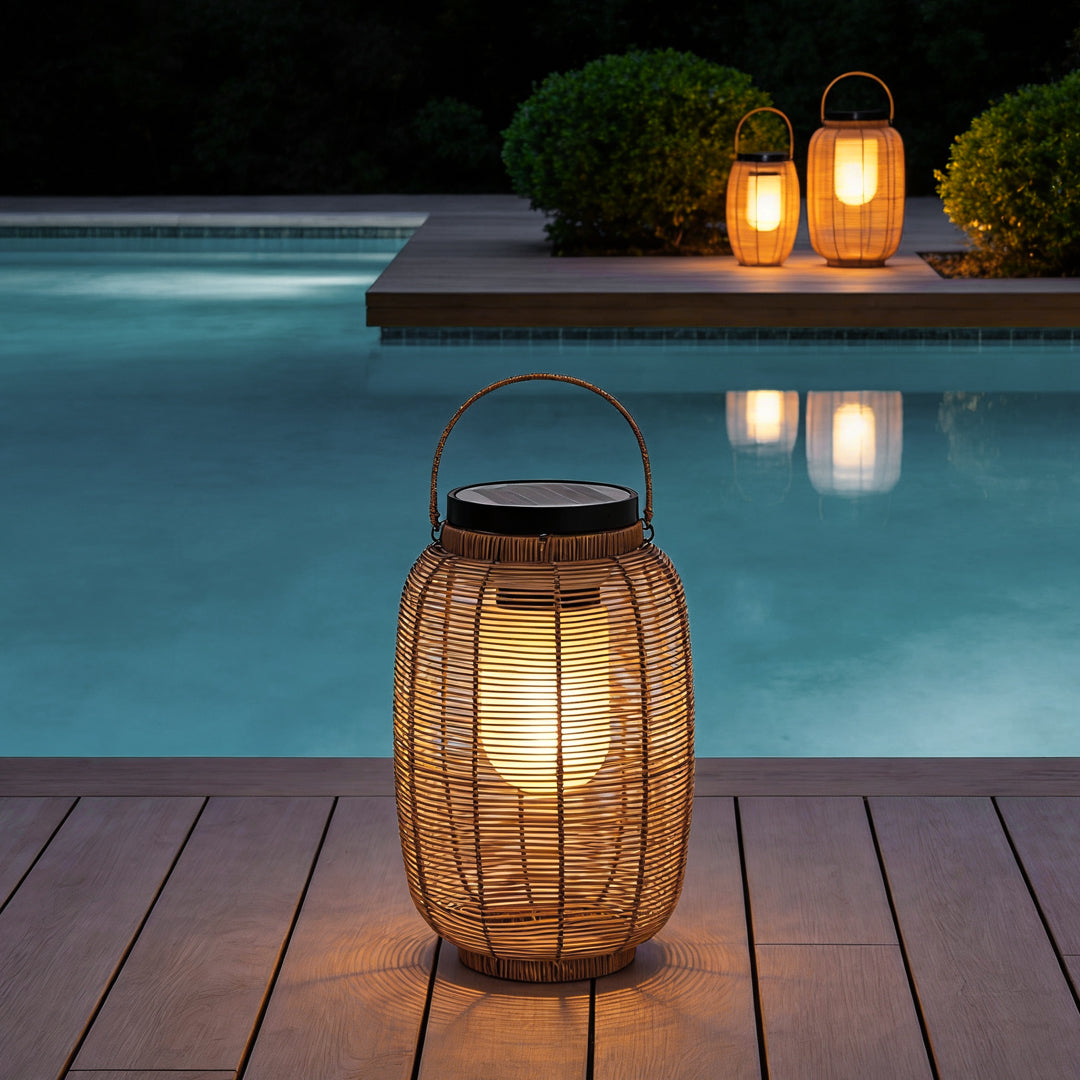 Raffia Woven Rattan Solar Lantern, product view 6