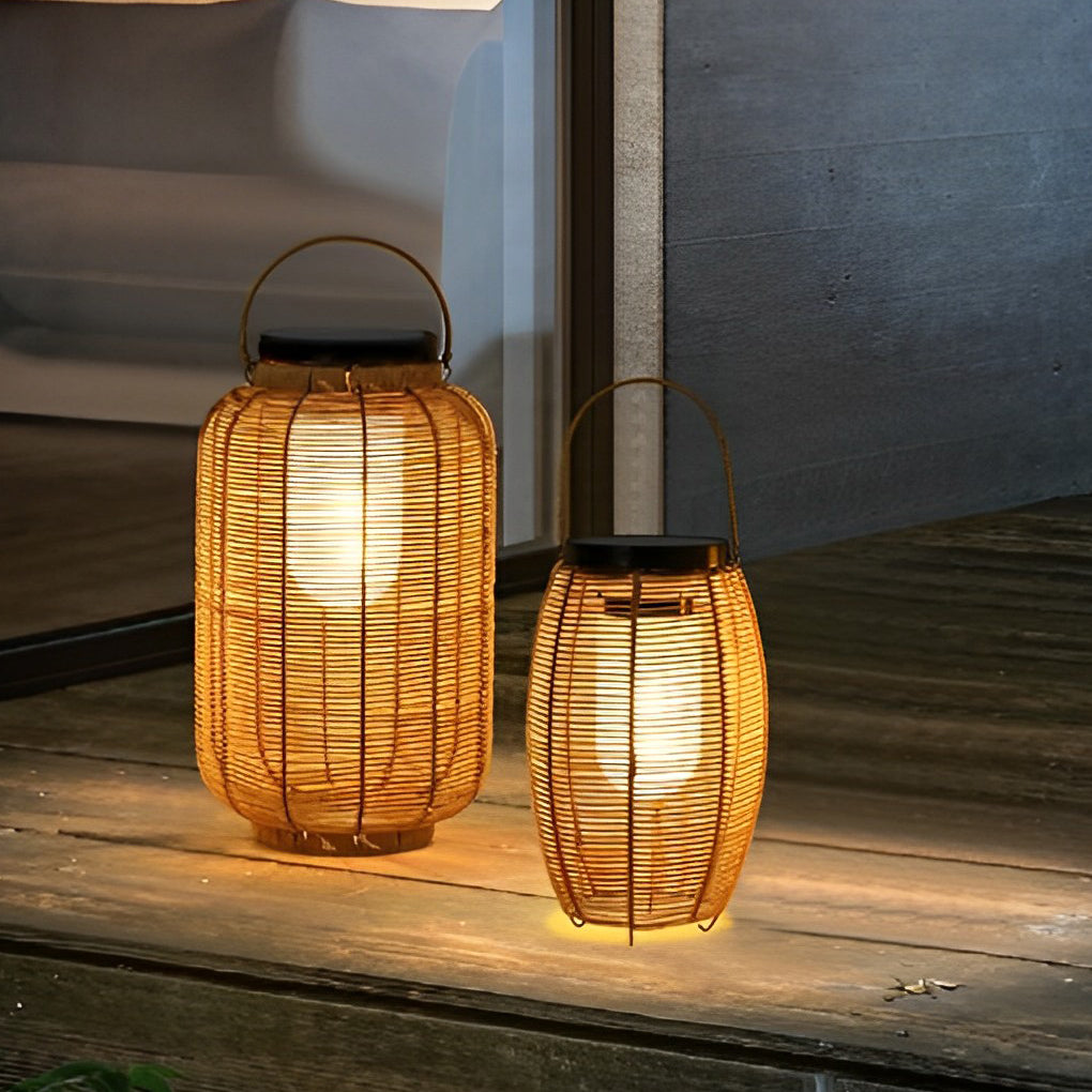 Raffia Woven Rattan Solar Lantern, product view 8
