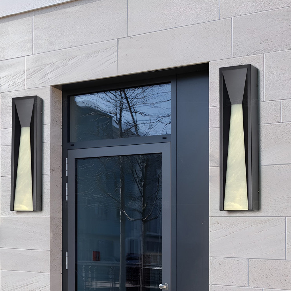 Rectangular outdoor wall light on patio exterior wall — acrylic shade | Casa Norex