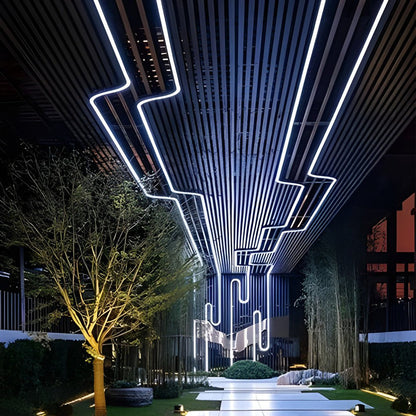 Outdoor LED strip light along an architectural pathway — Casa Norex