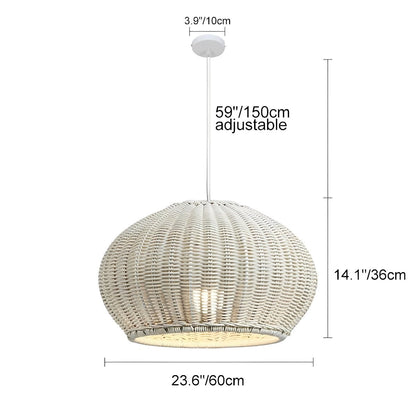Rattan pendant lantern E27 bulb socket detail — Casa Norex