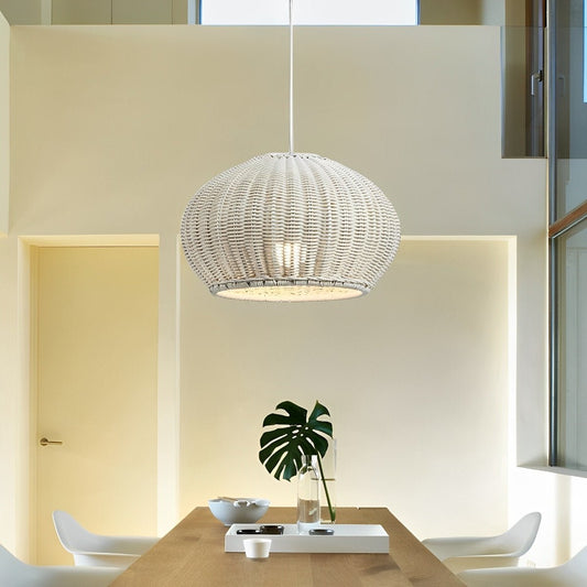 Woven rattan pendant lantern — iron frame with handwoven artificial rattan | Casa Norex