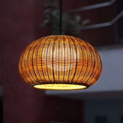 Rattan pendant lantern adjustable chain detail — 59in drop | Casa Norex