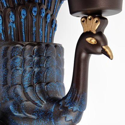 Peacock feather aluminum wall sconce peacock wall light arm detail — Casa Norex