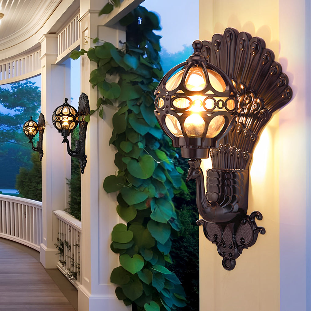 Peacock feather aluminum wall sconce peacock wall light porch column — Casa Norex