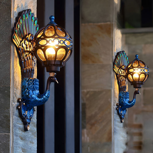 Peacock feather aluminum wall sconce — peacock wall lights outdoor corridor | Casa Norex