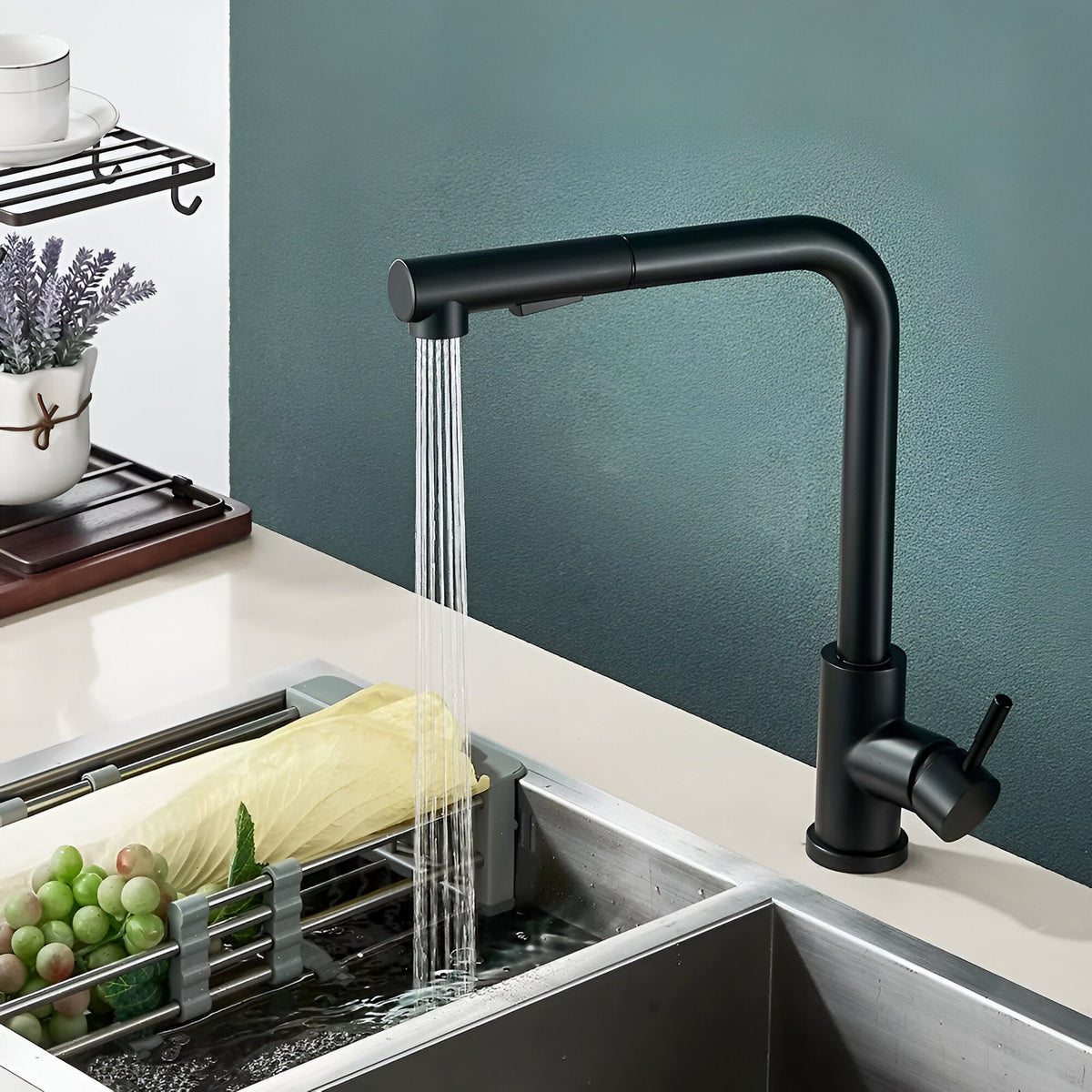 Fenwick High-Arc Pull-Out Kitchen Faucet — smooth-retract pull-out hose | Casa Norex