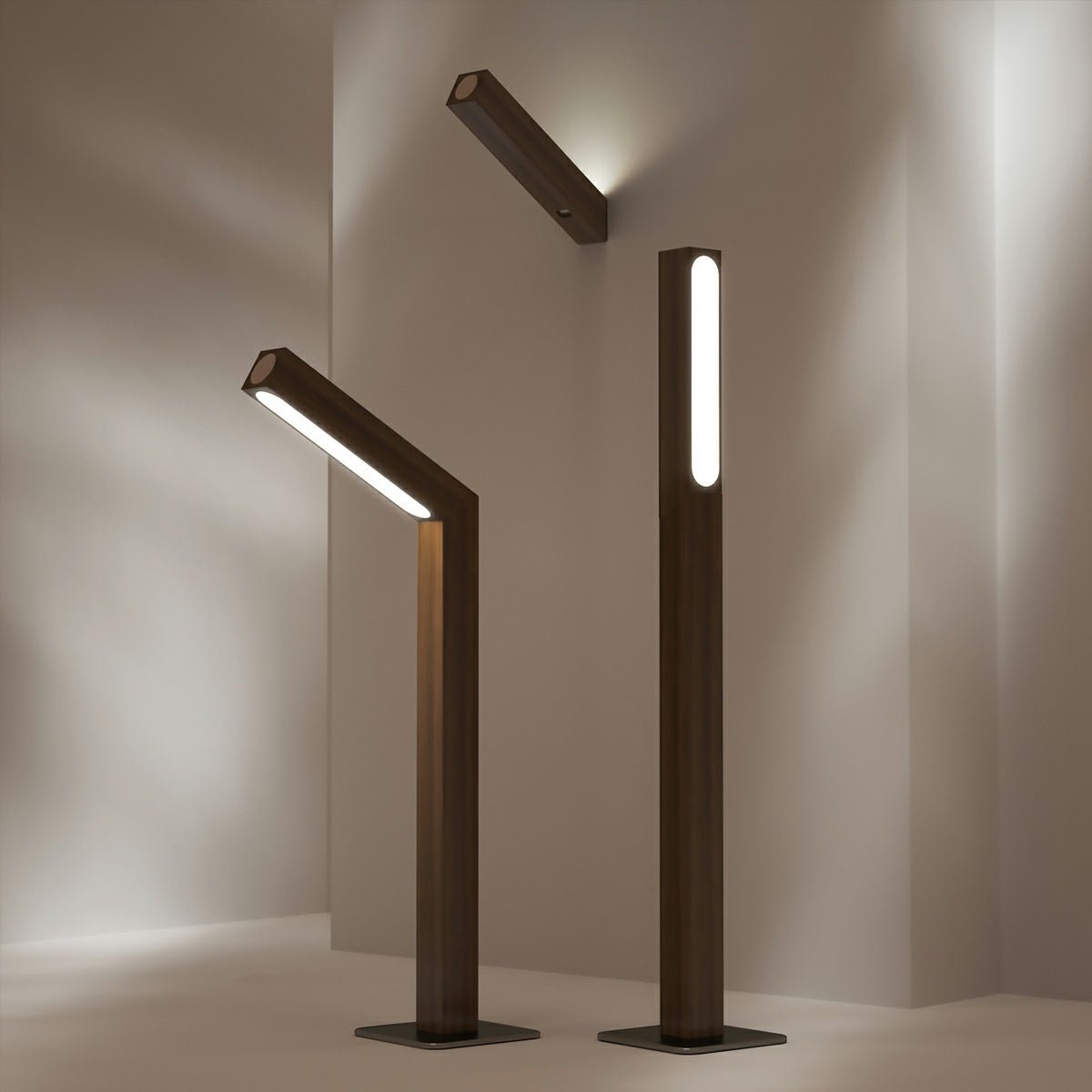Wood table lamp in bedroom setting — Casa Norex