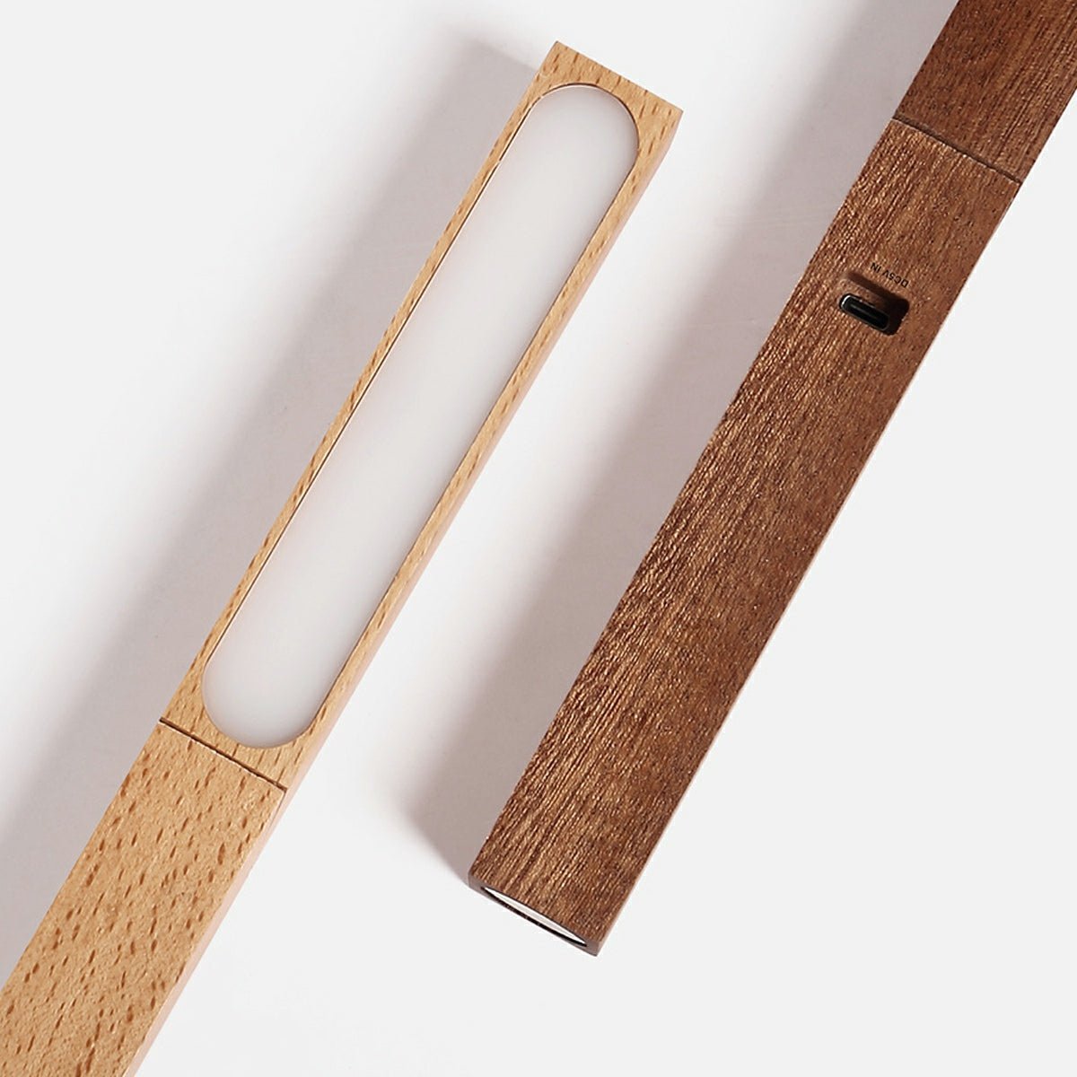 Wood table lamp in living room setting — Casa Norex
