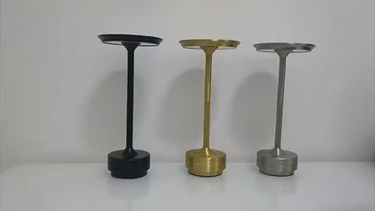 Dish LED table lamp in black, gold and silver finishes, touch-controlled and cordless | Casa Norex