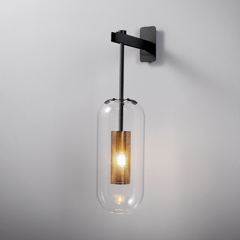 Ion wall sconce in bedroom - dynamic light and shadow pattern - Casa Norex