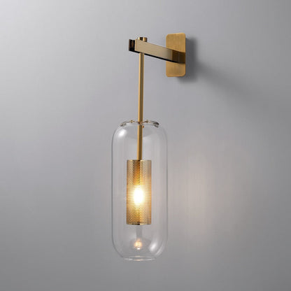 Ion perforated metal wall sconce crystal glass shade | Casa Norex