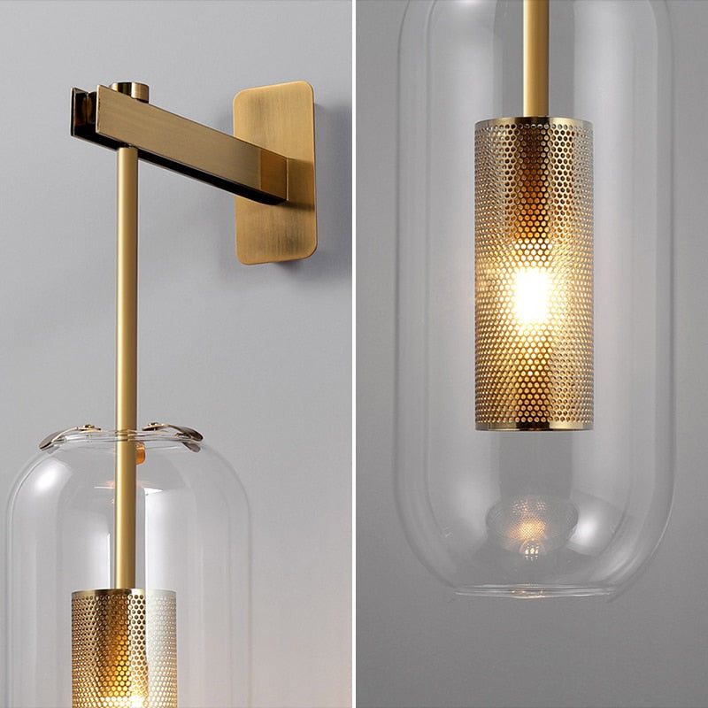 Perforated metal shade detail - Ion wall sconce by Casa Norex