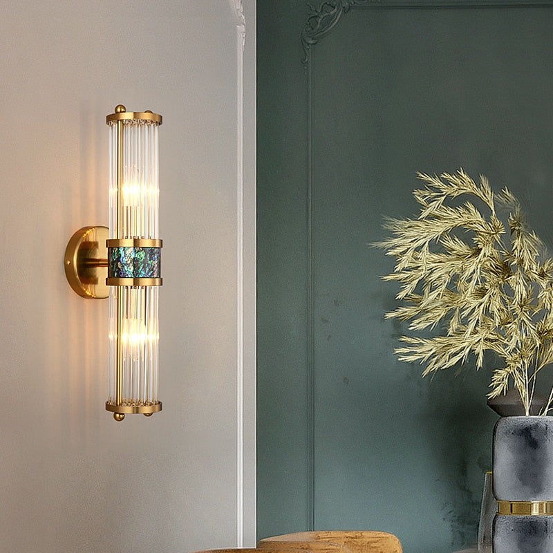 Crystal wall sconce light refraction detail - Casa Norex