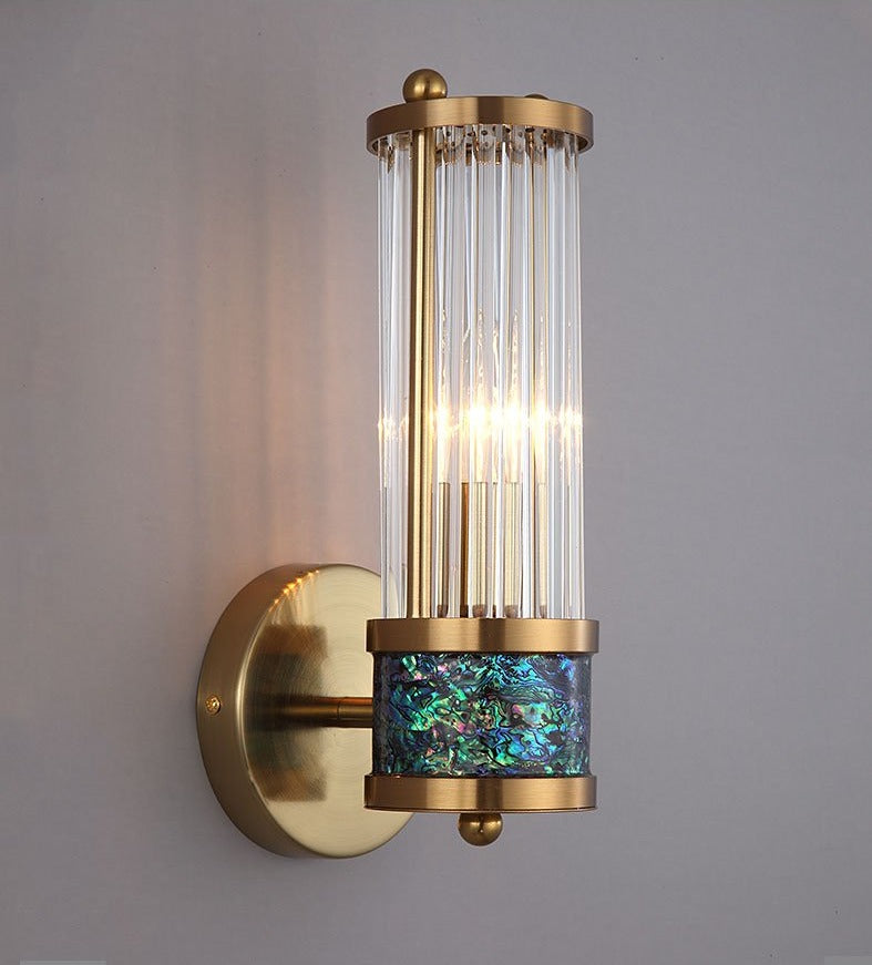 Glass crystal column wall sconce copper frame | Casa Norex