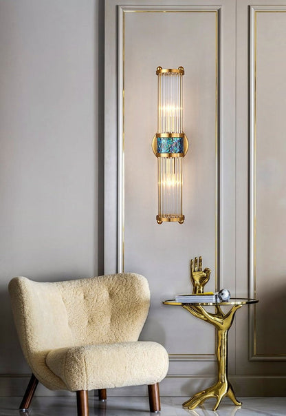 Glass crystal sconce installed - living room accent light - Casa Norex