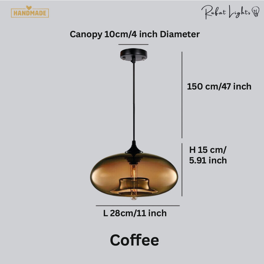Close-up of Nordic glass shade on pendant chandelier | Casa Norex