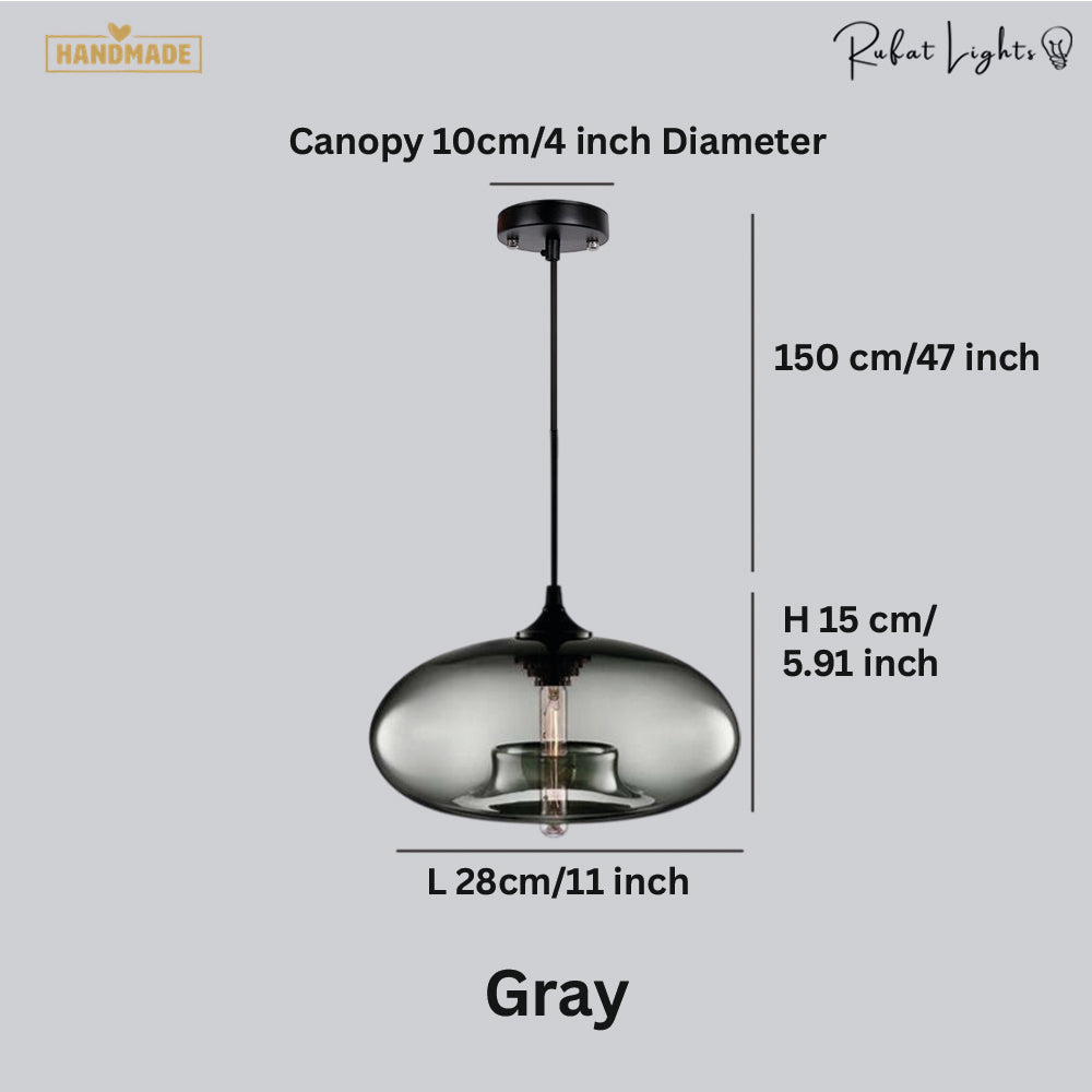 Pendant chandelier angle view - Gray glass | Casa Norex