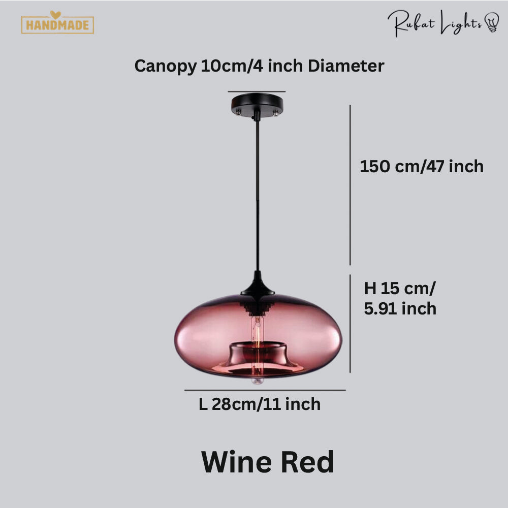 Chandelier in dining room setting - Wine Red glass | Casa Norex