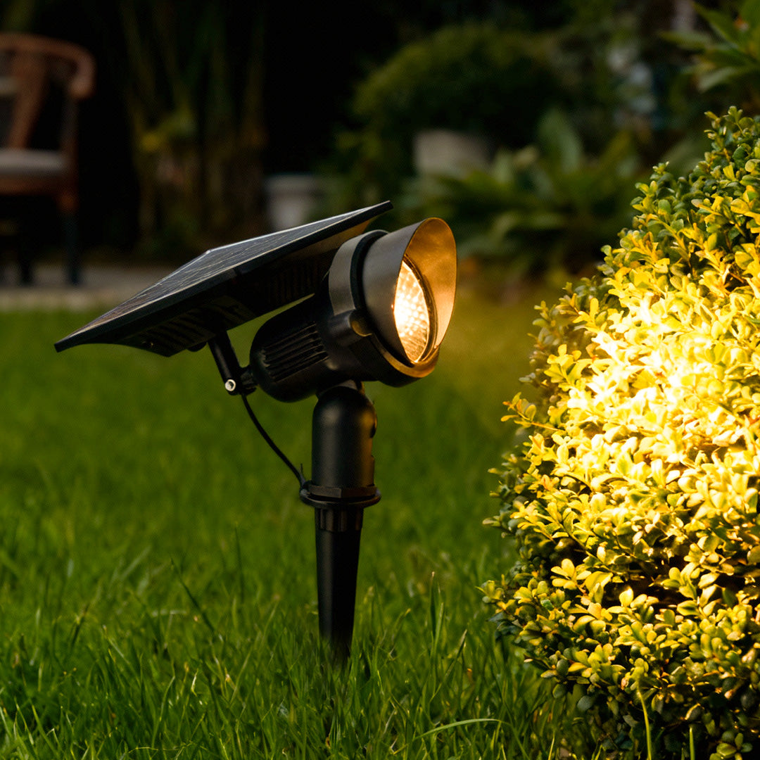 Focused solar spot lights illuminating grass and plants — Casa Norex
