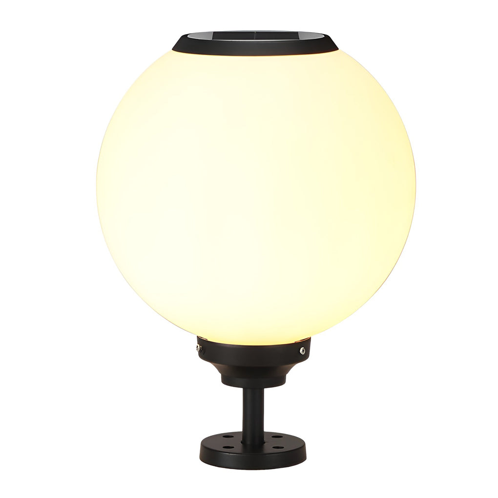 Orbit round solar outdoor pillar light solar panel on top