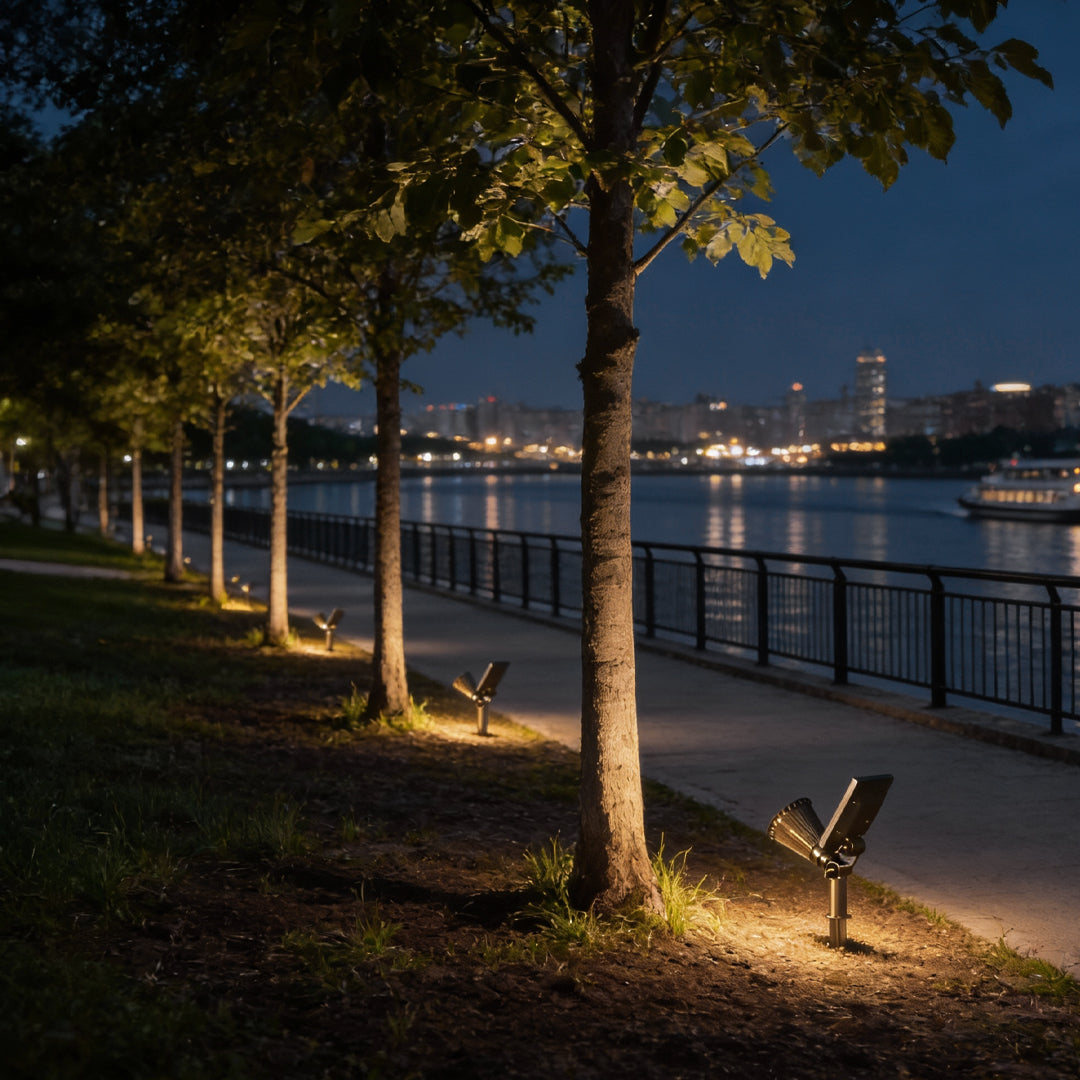 Fennel pathway lighting beside a river — Casa Norex