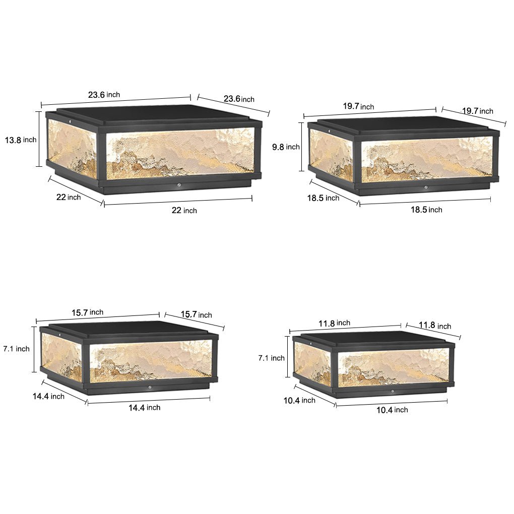 Merrin solar pillar light dimension diagram — Casa Norex