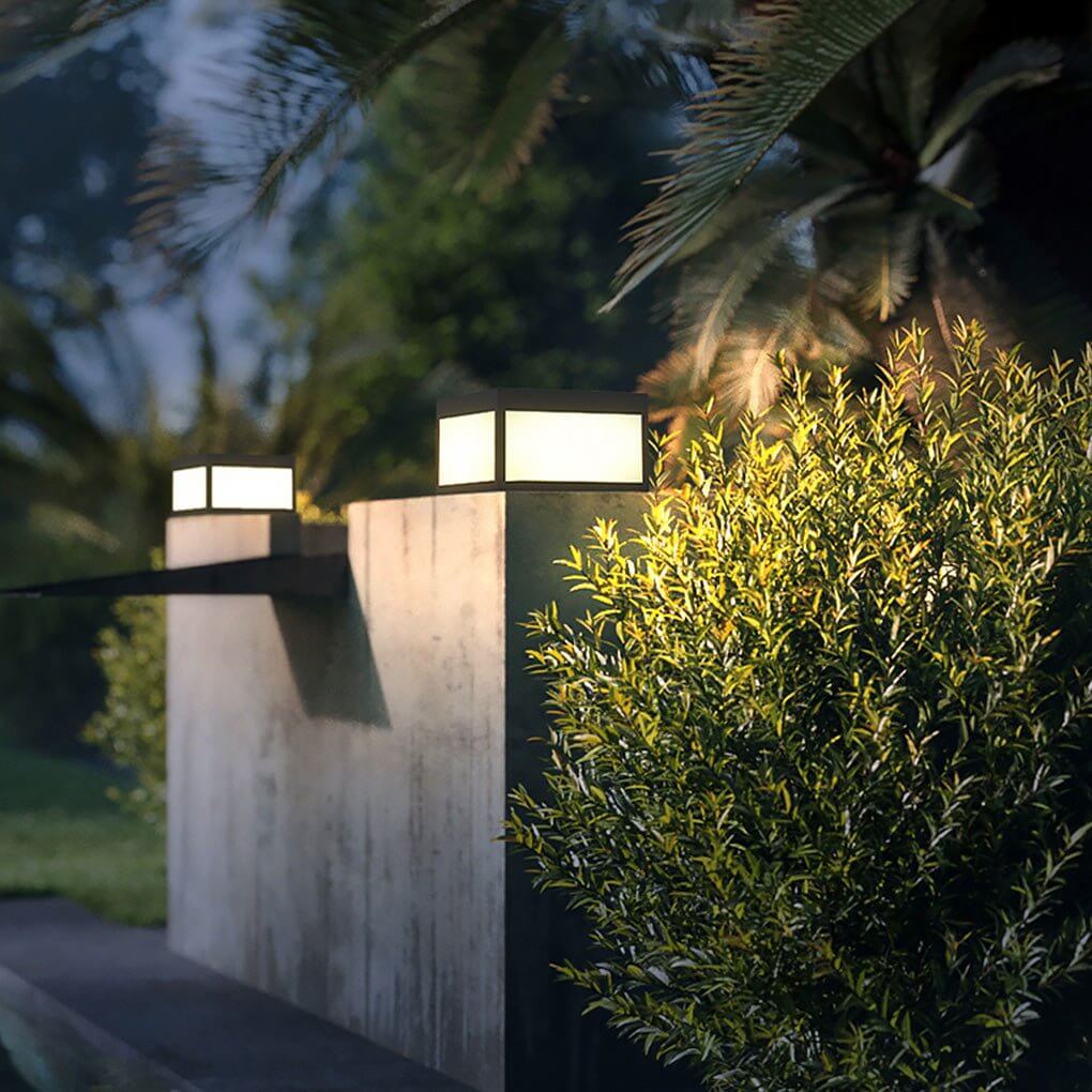 Garrick pillar light lighting a garden pathway — Casa Norex