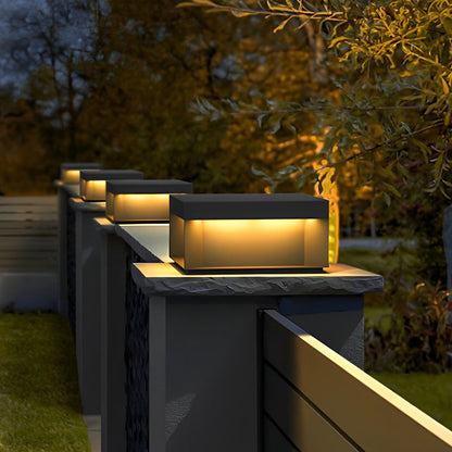 Industrial square outdoor post light Forge, cube light on a fence post | Casa Norex