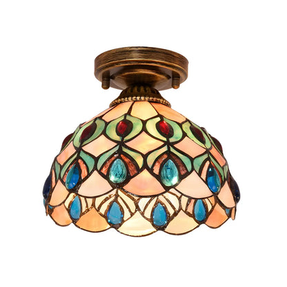 Tiffany flush mount light blue glass variant - Casa Norex