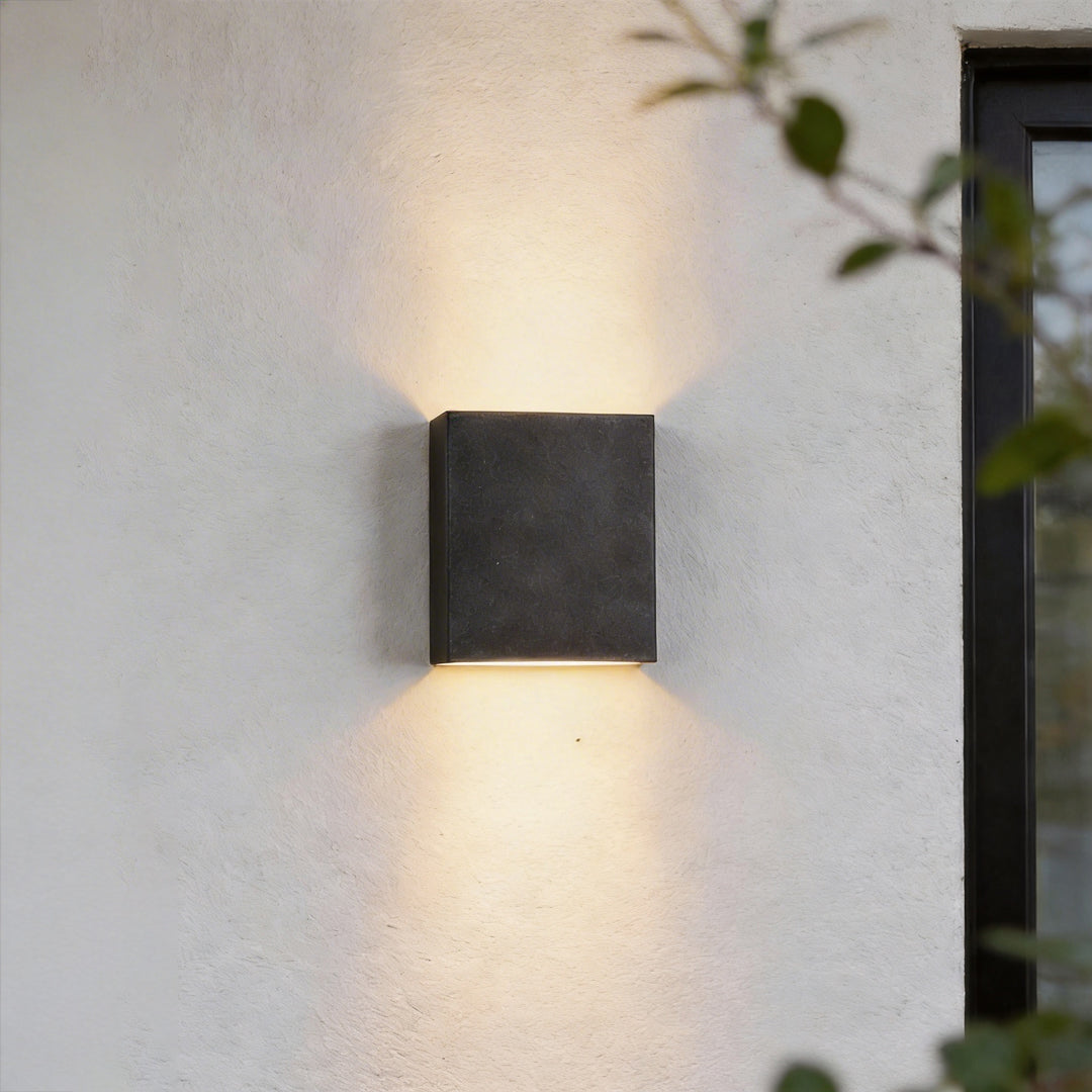 Square up down outdoor wall light on exterior wall with up and down light — Casa Norex