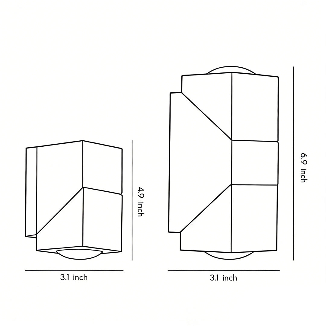 Up down outdoor wall light technical drawing of dimensions for installation planning — Casa Norex