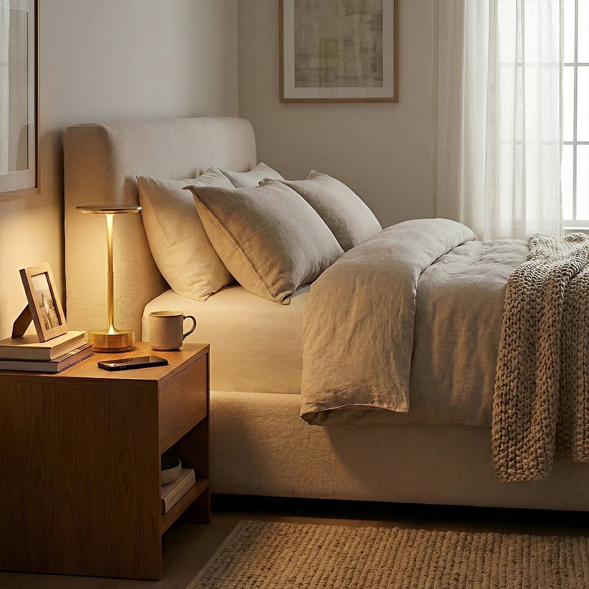 Dish LED table lamp illuminated, warm color temperature — Casa Norex