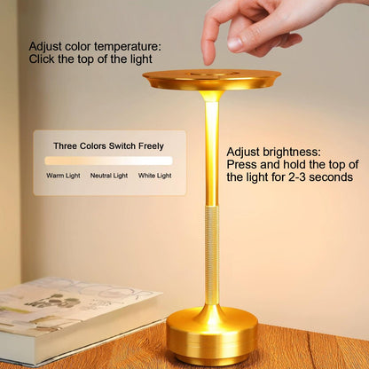 Close-up of touch control on Dish LED table lamp — Casa Norex