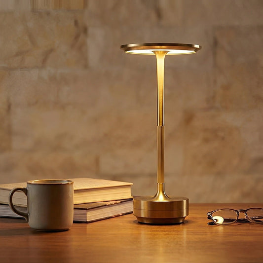 Dish LED table lamp — silver finish | Casa Norex