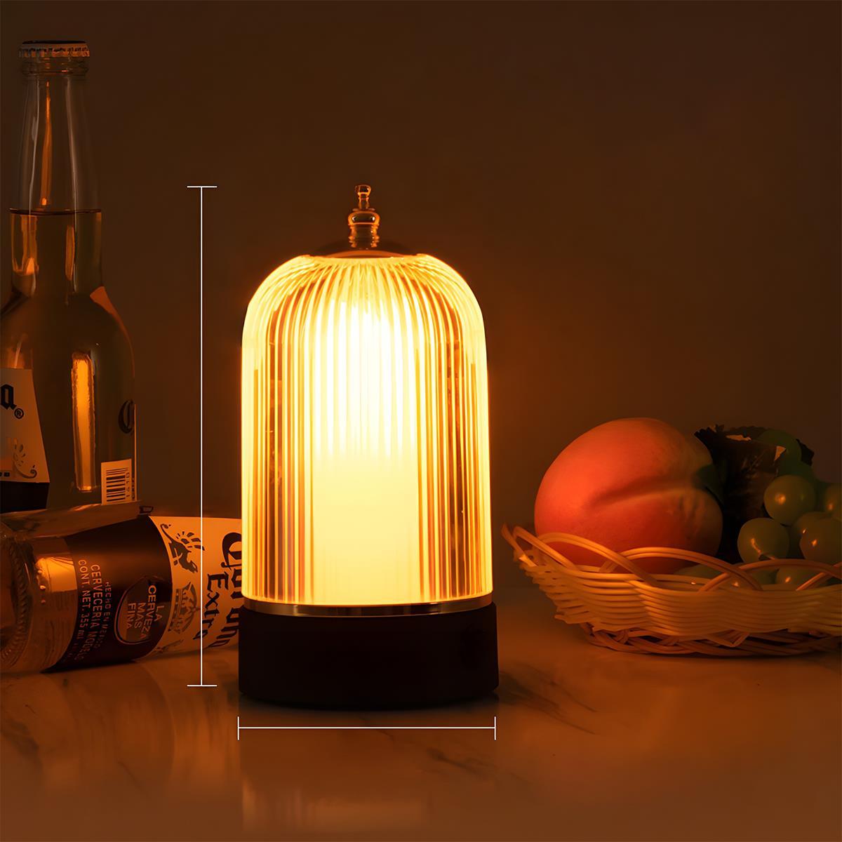 Flame-effect table lamp in bedroom setting — Casa Norex
