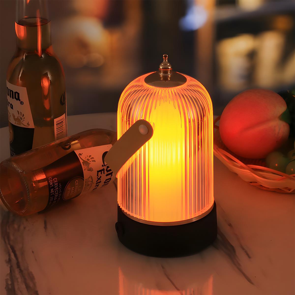 Flicker flame table lamp — metal body with acrylic diffuser | Casa Norex