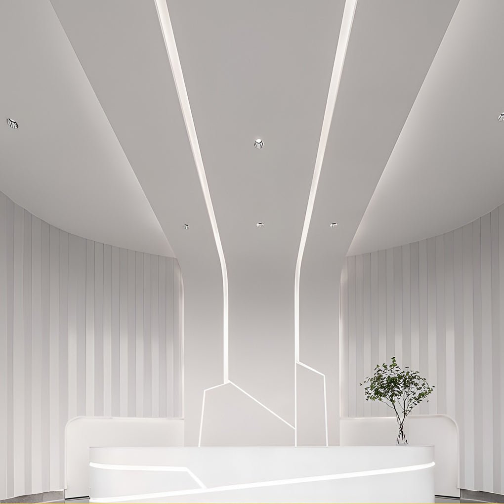 Waterproof LED strip light in a linear ceiling lighting design | Casa Norex