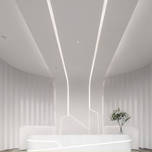 Waterproof LED strip light in a linear ceiling lighting design | Casa Norex
