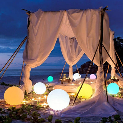 Globe light hanging from tree branch in garden setting — Casa Norex